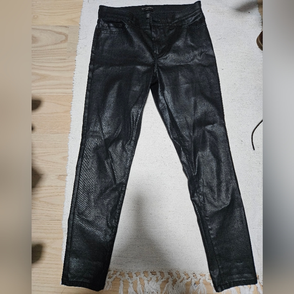Skinny fit black shiny coated denim